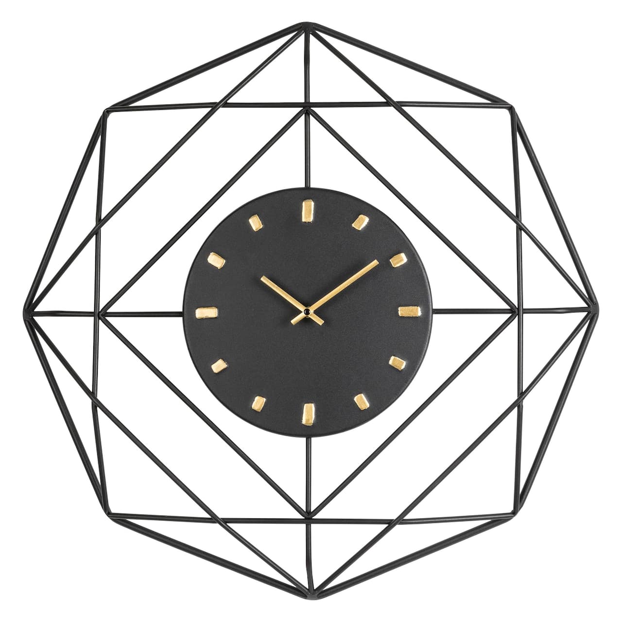 Glitzhome&#xAE; 24&#x22; Modern Metal Black &#x26; Golden Octagon Design Wall Clock